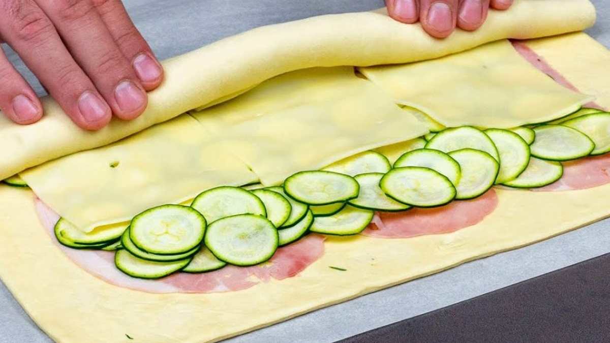 Rouleau de pâte feuilletée aux courgettes