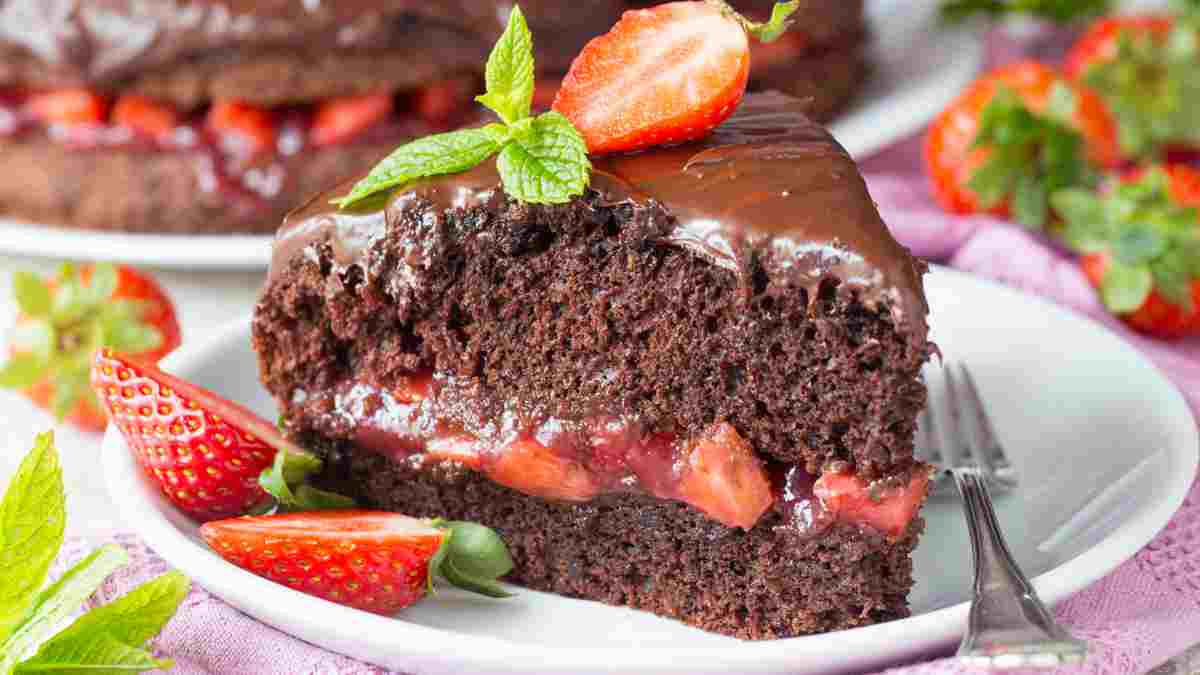 Gâteau aux fraises et chocolat